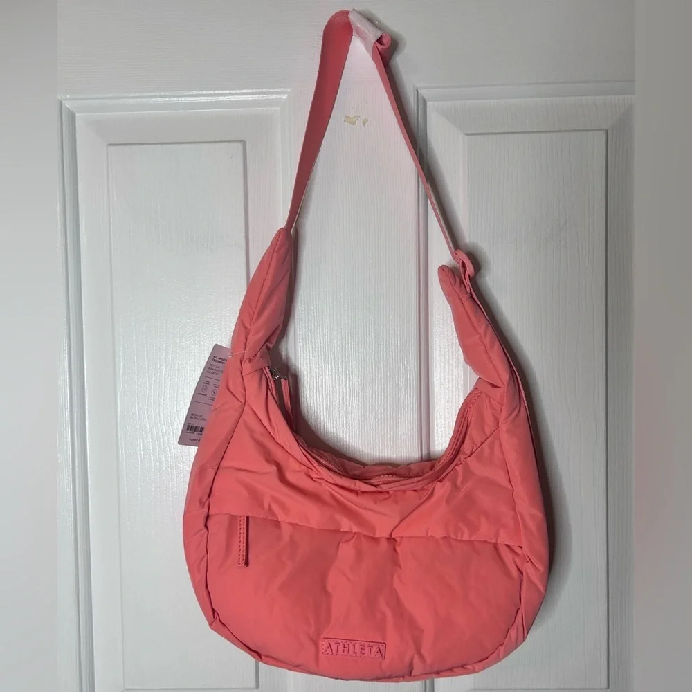 NWT ATHLETA All About Small Crossbody Hobo Bag- Coral/ One Size